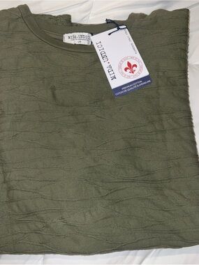 Mida Undici Men's Olive Textured Cotton T-Shirt Made in Italy